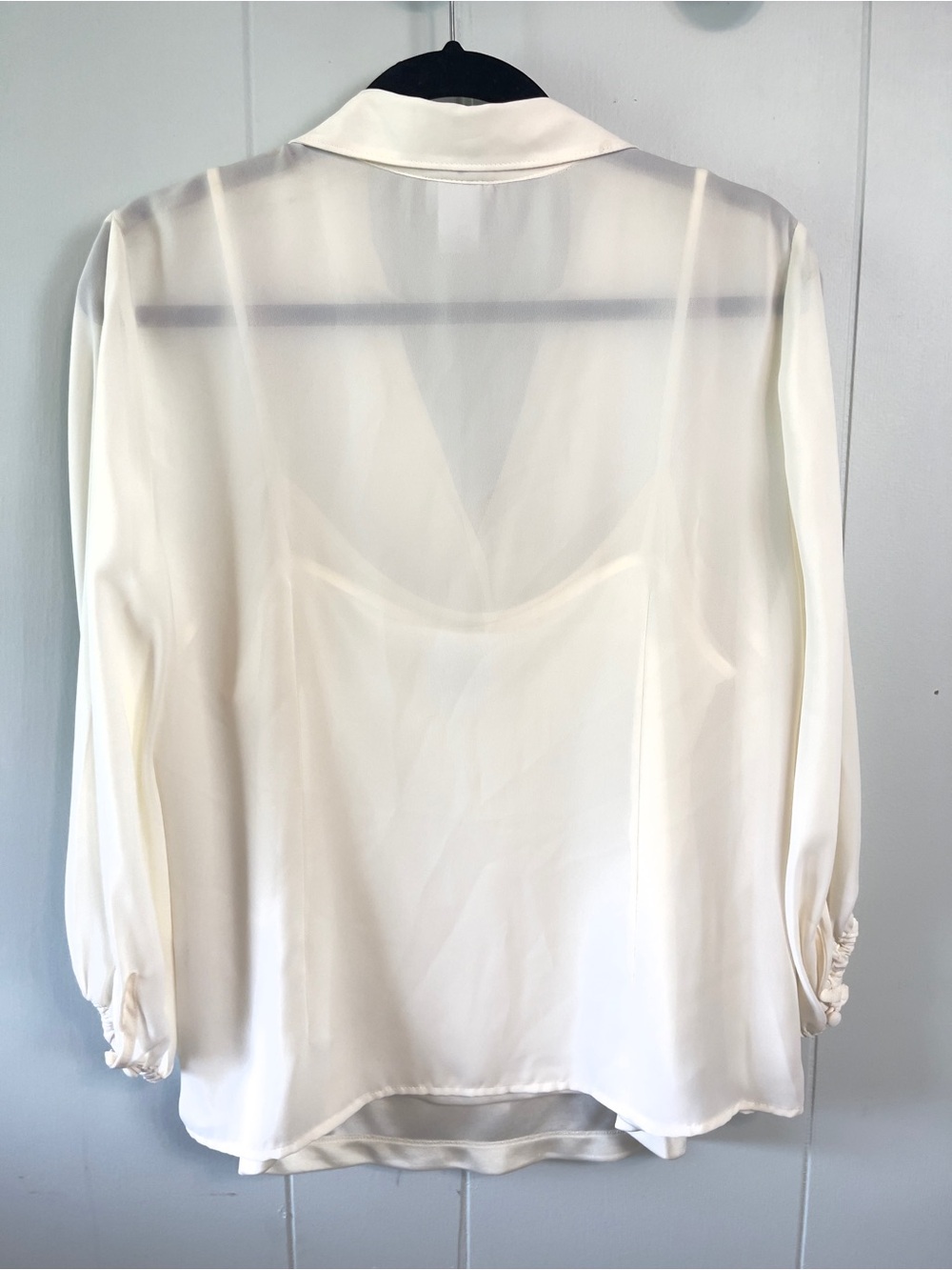 Soft sheer elegant romantic cream ruffle blouse with camisole - Picture 2 of 12